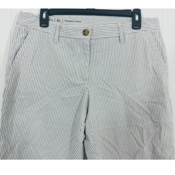 Talbots Relaxed Chino Ankle Length Blue/White stripped pants Sz 8 Petite - Picture 2 of 8